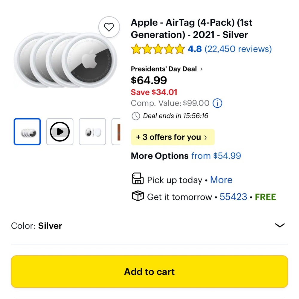 Apple AirTag White Air Tag (4 Pack) - New 100% Authentic/Sealed in Box